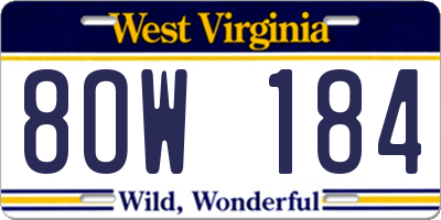 WV license plate 8OW184