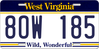 WV license plate 8OW185