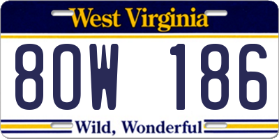 WV license plate 8OW186