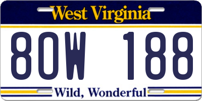 WV license plate 8OW188