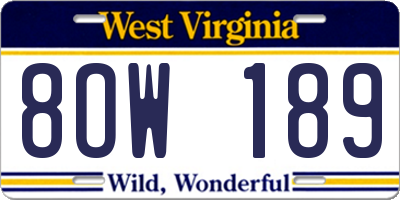 WV license plate 8OW189