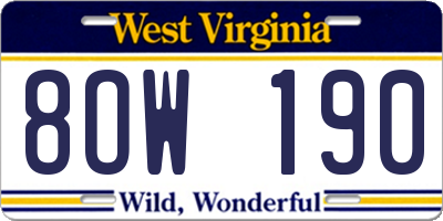 WV license plate 8OW190