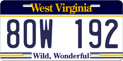 WV license plate 8OW192