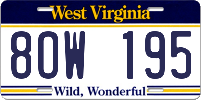WV license plate 8OW195
