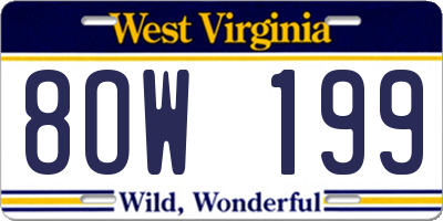 WV license plate 8OW199