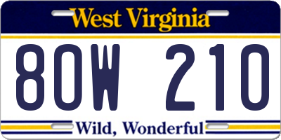 WV license plate 8OW210