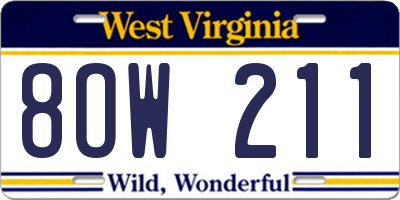 WV license plate 8OW211