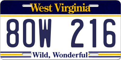 WV license plate 8OW216