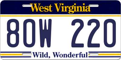 WV license plate 8OW220