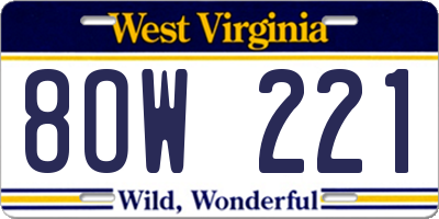WV license plate 8OW221