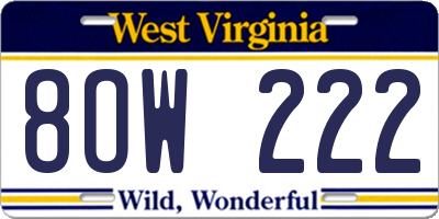 WV license plate 8OW222