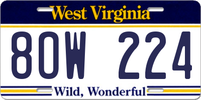 WV license plate 8OW224