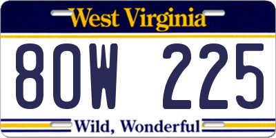 WV license plate 8OW225
