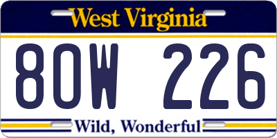 WV license plate 8OW226