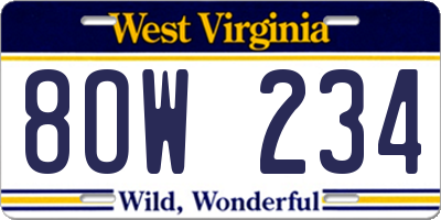 WV license plate 8OW234