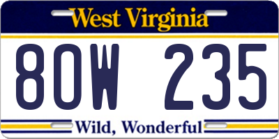 WV license plate 8OW235
