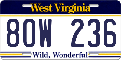 WV license plate 8OW236