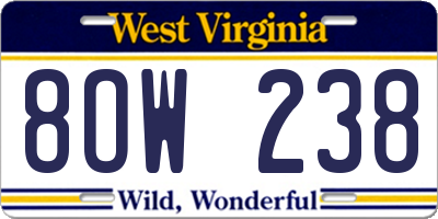 WV license plate 8OW238