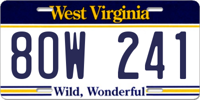 WV license plate 8OW241