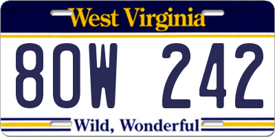 WV license plate 8OW242