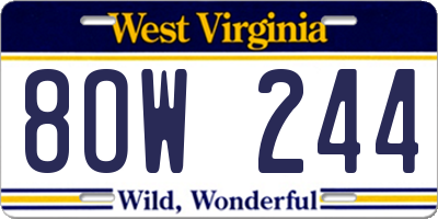 WV license plate 8OW244