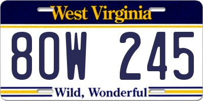 WV license plate 8OW245
