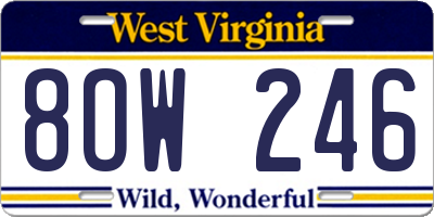 WV license plate 8OW246
