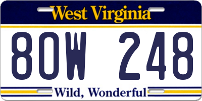 WV license plate 8OW248