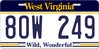 WV license plate 8OW249