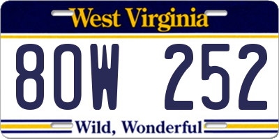 WV license plate 8OW252