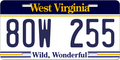 WV license plate 8OW255