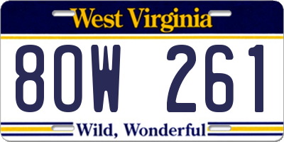 WV license plate 8OW261