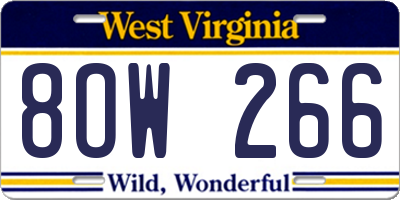 WV license plate 8OW266