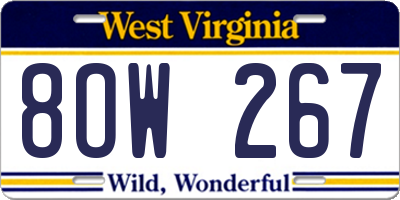 WV license plate 8OW267