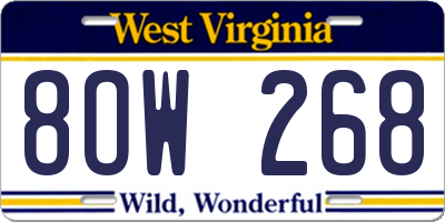 WV license plate 8OW268