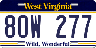 WV license plate 8OW277