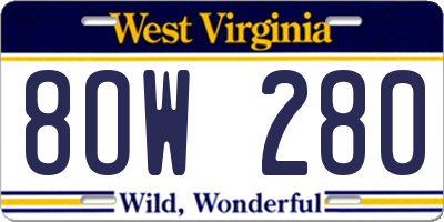 WV license plate 8OW280