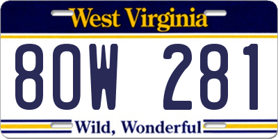 WV license plate 8OW281