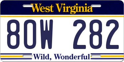 WV license plate 8OW282