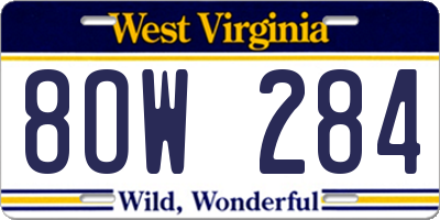 WV license plate 8OW284