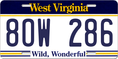 WV license plate 8OW286