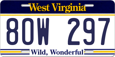 WV license plate 8OW297