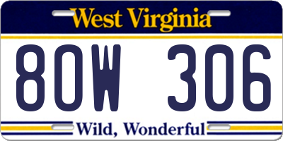 WV license plate 8OW306