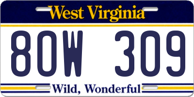 WV license plate 8OW309