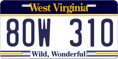 WV license plate 8OW310