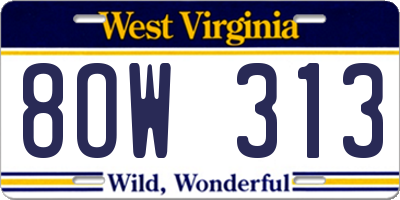WV license plate 8OW313