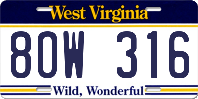 WV license plate 8OW316