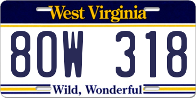 WV license plate 8OW318