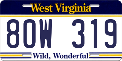 WV license plate 8OW319
