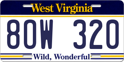 WV license plate 8OW320